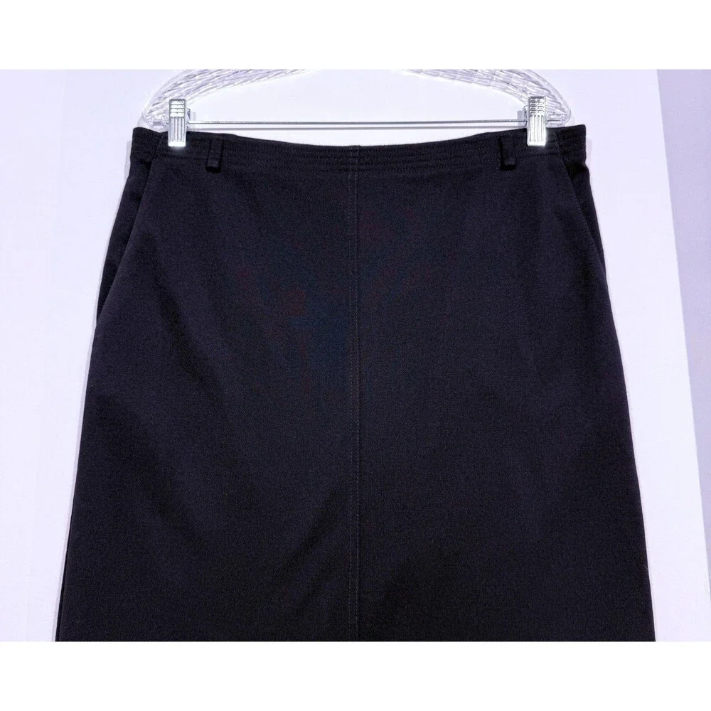 Alfred Dunner Midi Pencil Skirt Women's 10 Black Classic Pull On